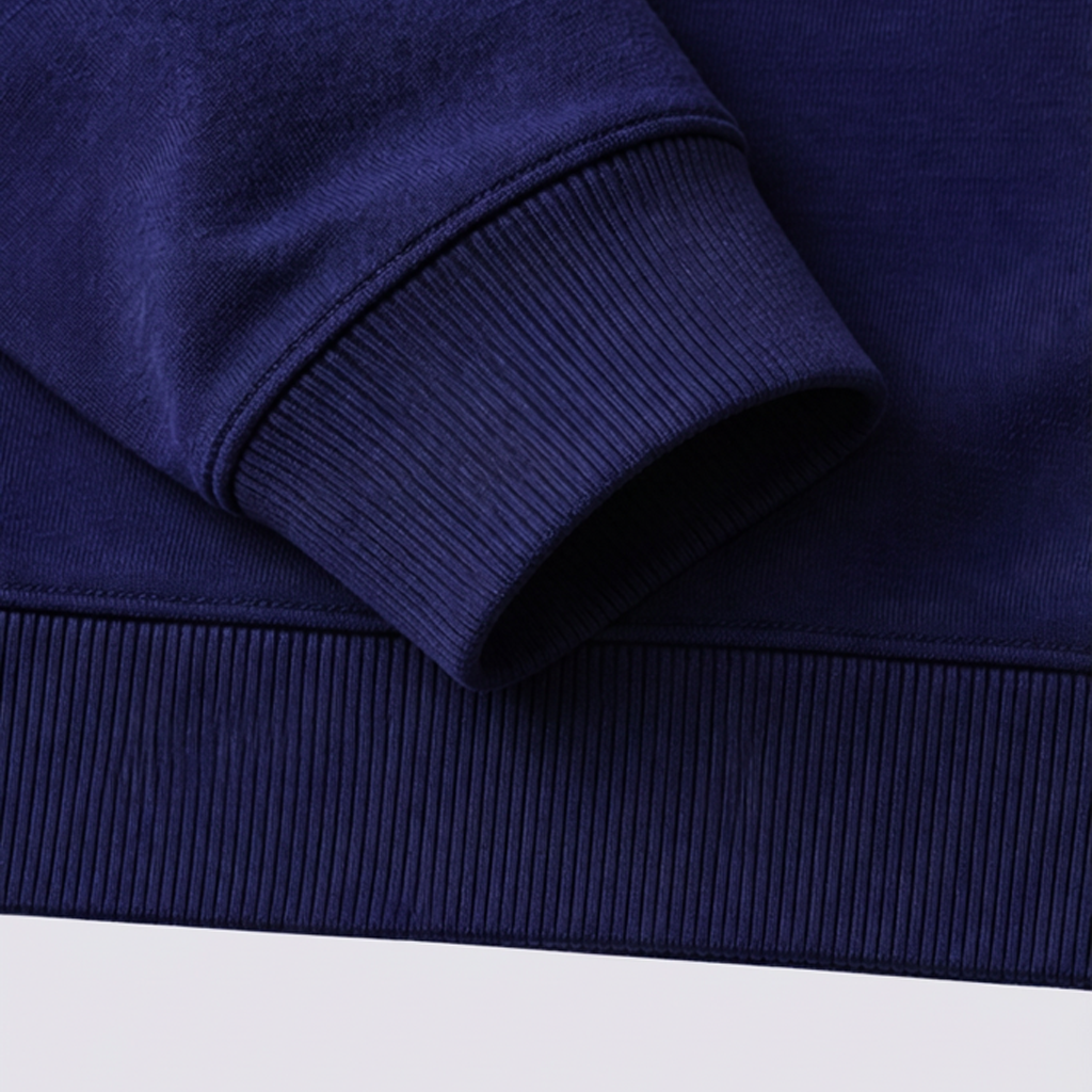 Close-up of a navy blue fabric with a white background