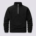 Black half-zip sweatshirt on a light gray background